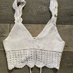 Forever 21 White Crochet Tank Top